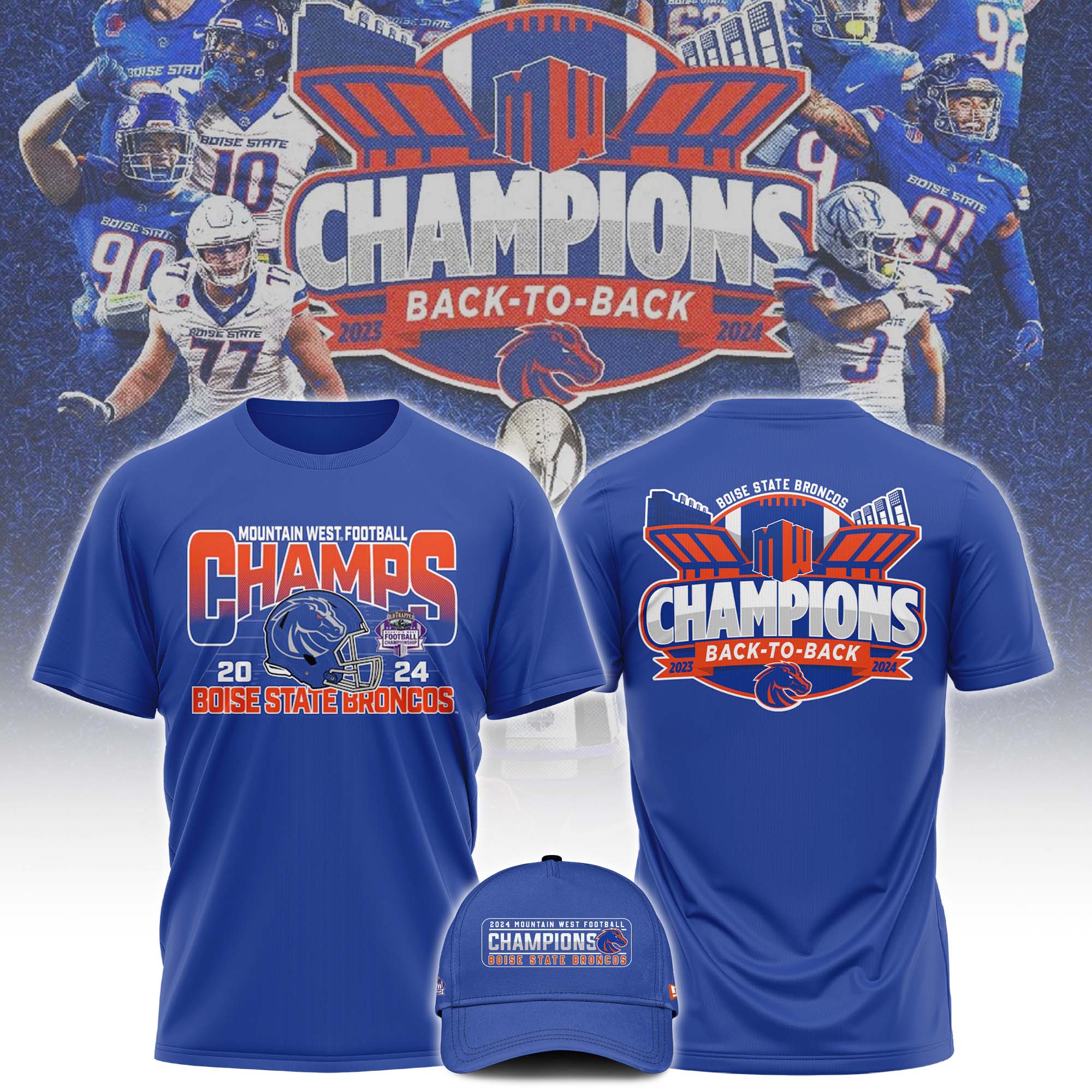 Unisex Blue 84 Royal Boise State Broncos  Mountain West Conference Football Champions TShirt 