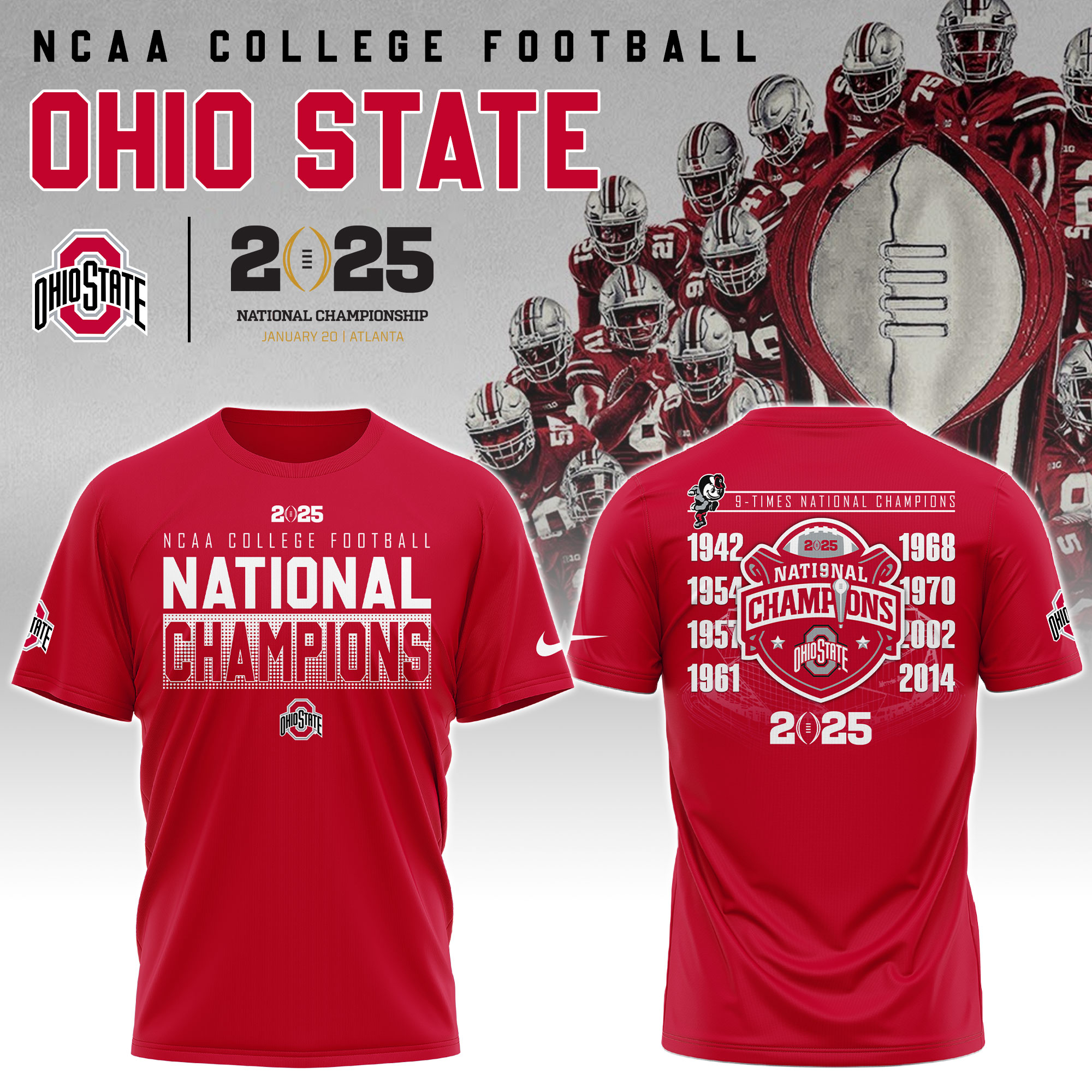 Unisex Ohio State National Champions TShirt  s 