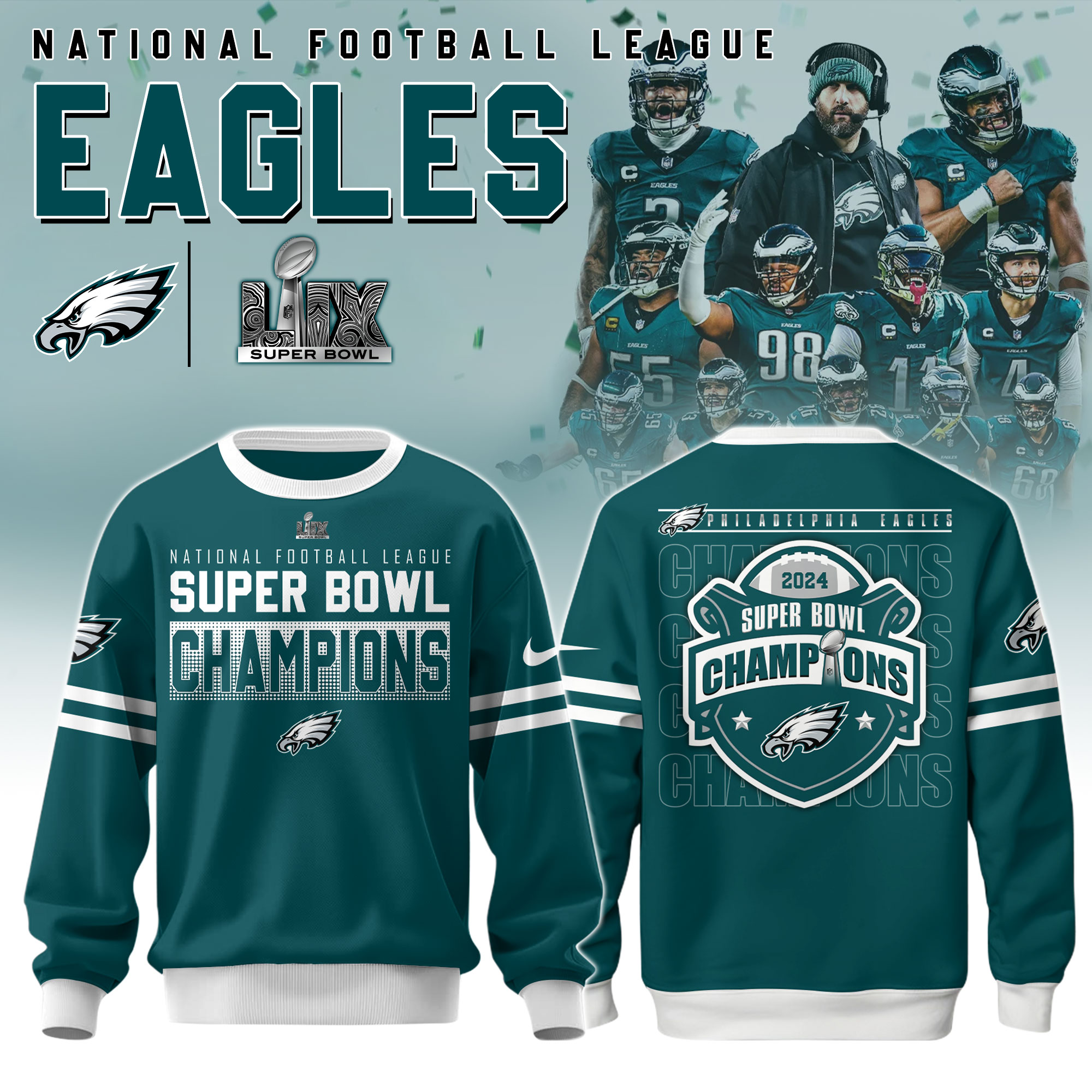 Unisex Philadelphia Eagles Super Bowl Champions Sweatshirt  s 