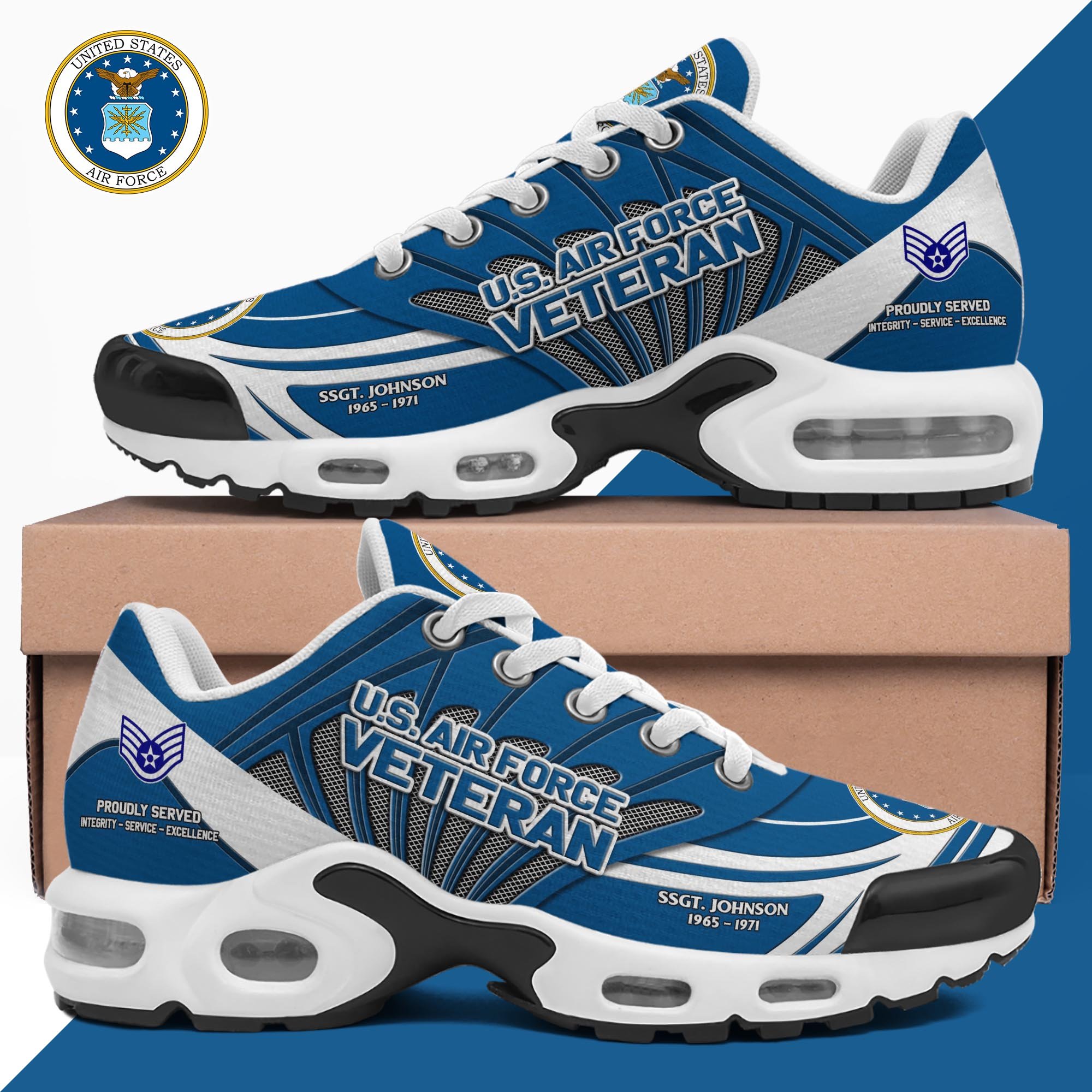 US Air Force TN Shoes Custom Name, Rank And Year, Military Shoes, Military Gifts PH475