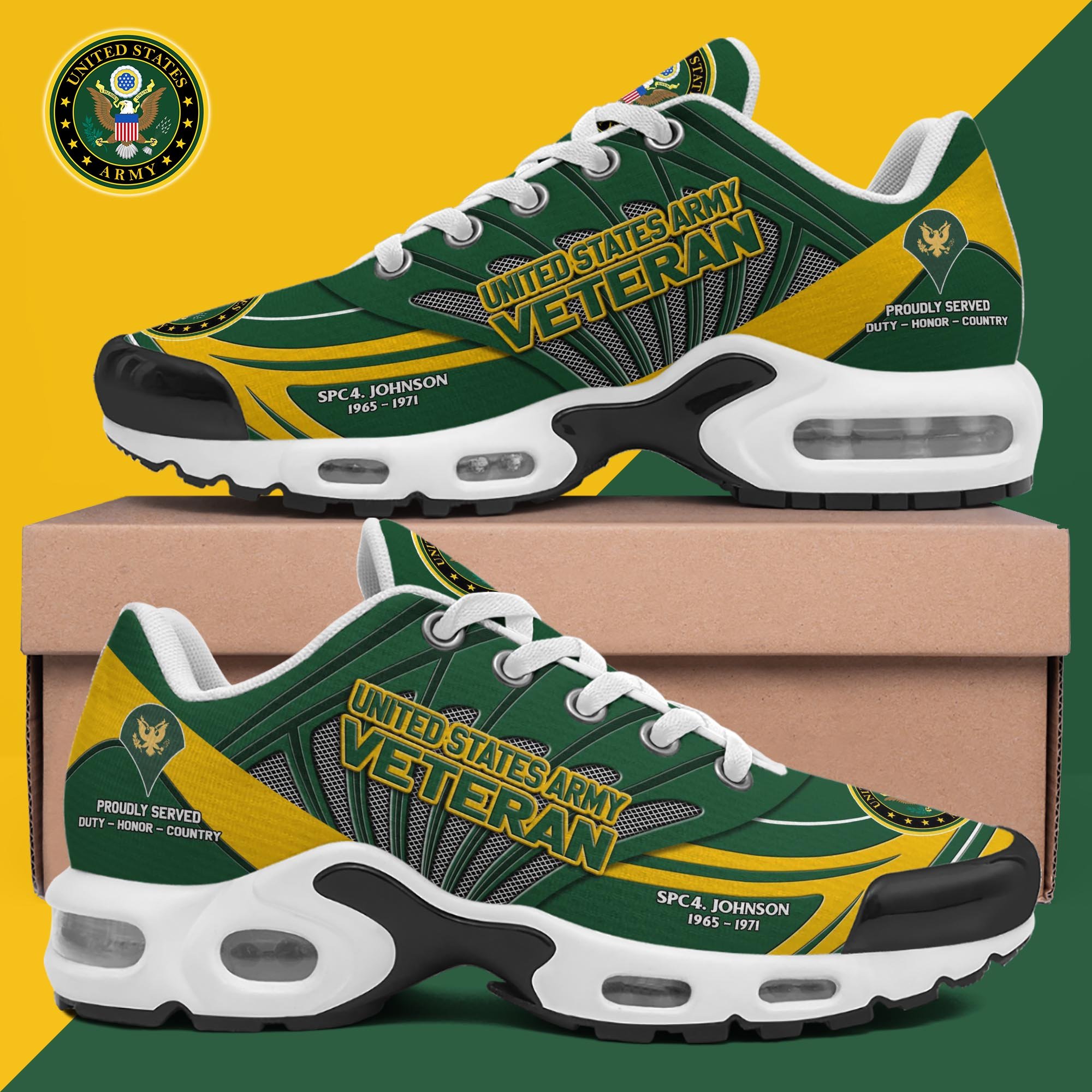 US Army TN Shoes Custom Name, Rank And Year, Military Veteran Shoes, Military Gifts PH475
