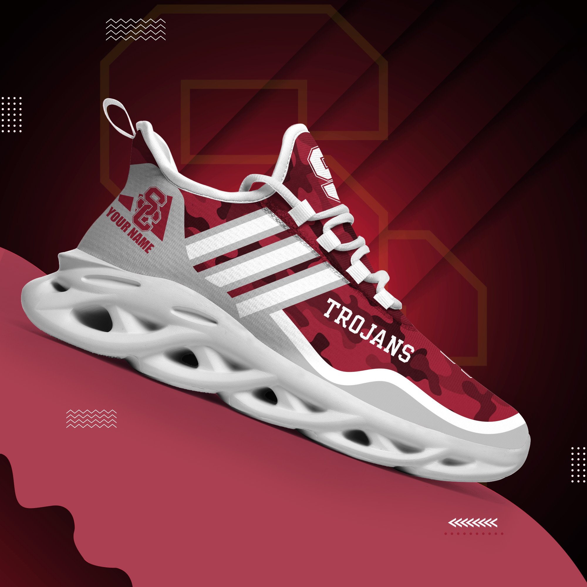 USC Trojans Black Max Soul Shoes 2025 Versions Custom Name 466
