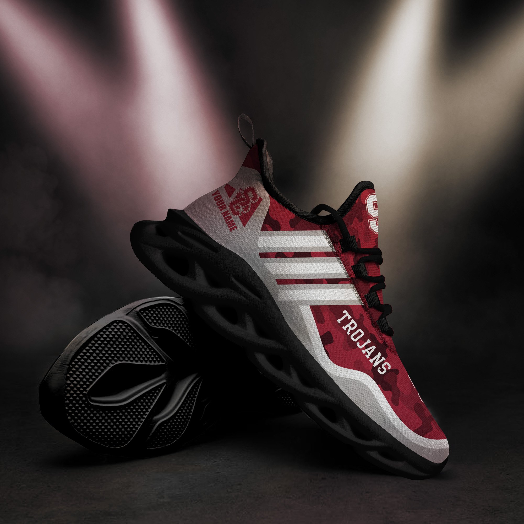 USC Trojans Black Max Soul Shoes 2025 Versions Custom Name 466