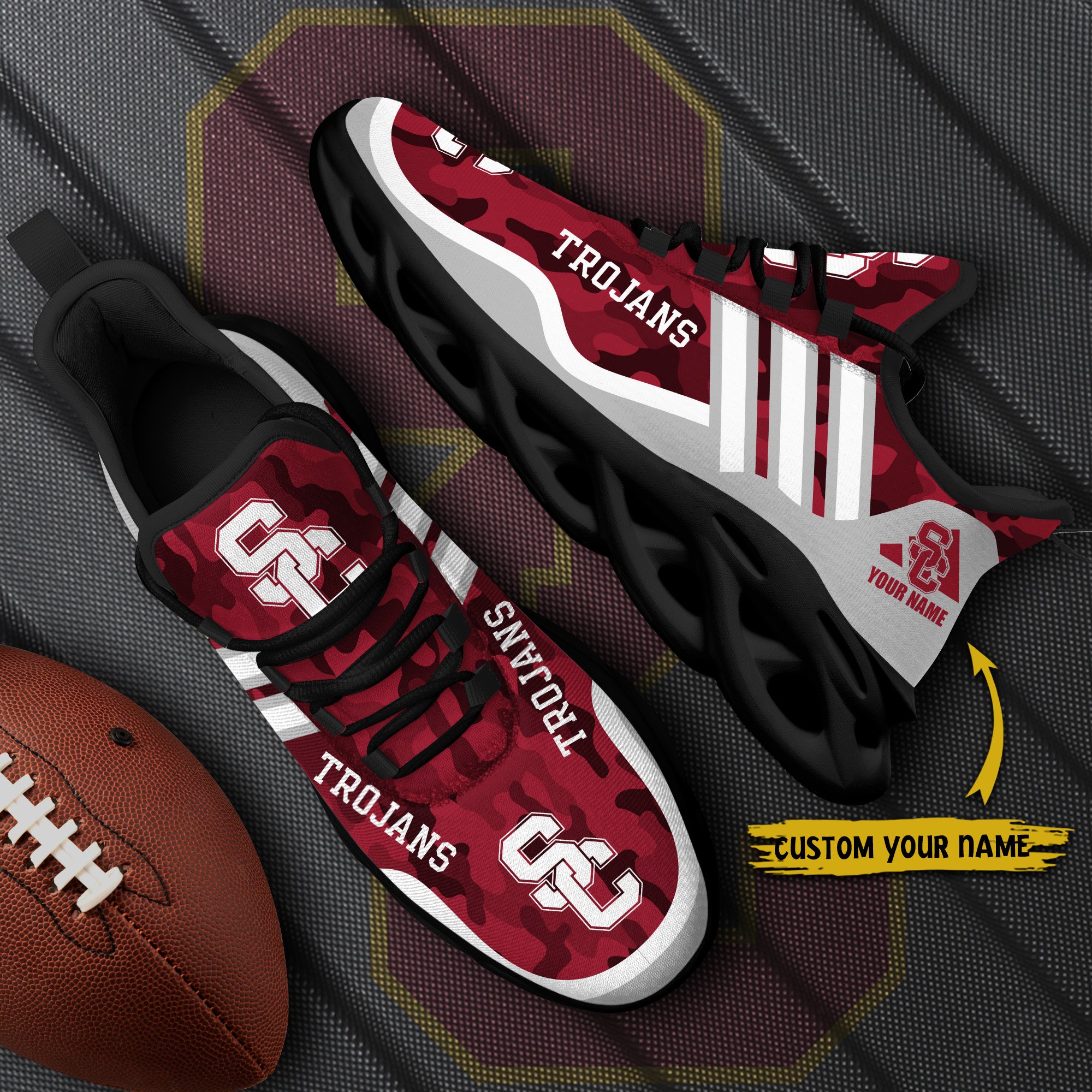 USC Trojans Black Max Soul Shoes 2025 Versions Custom Name 466