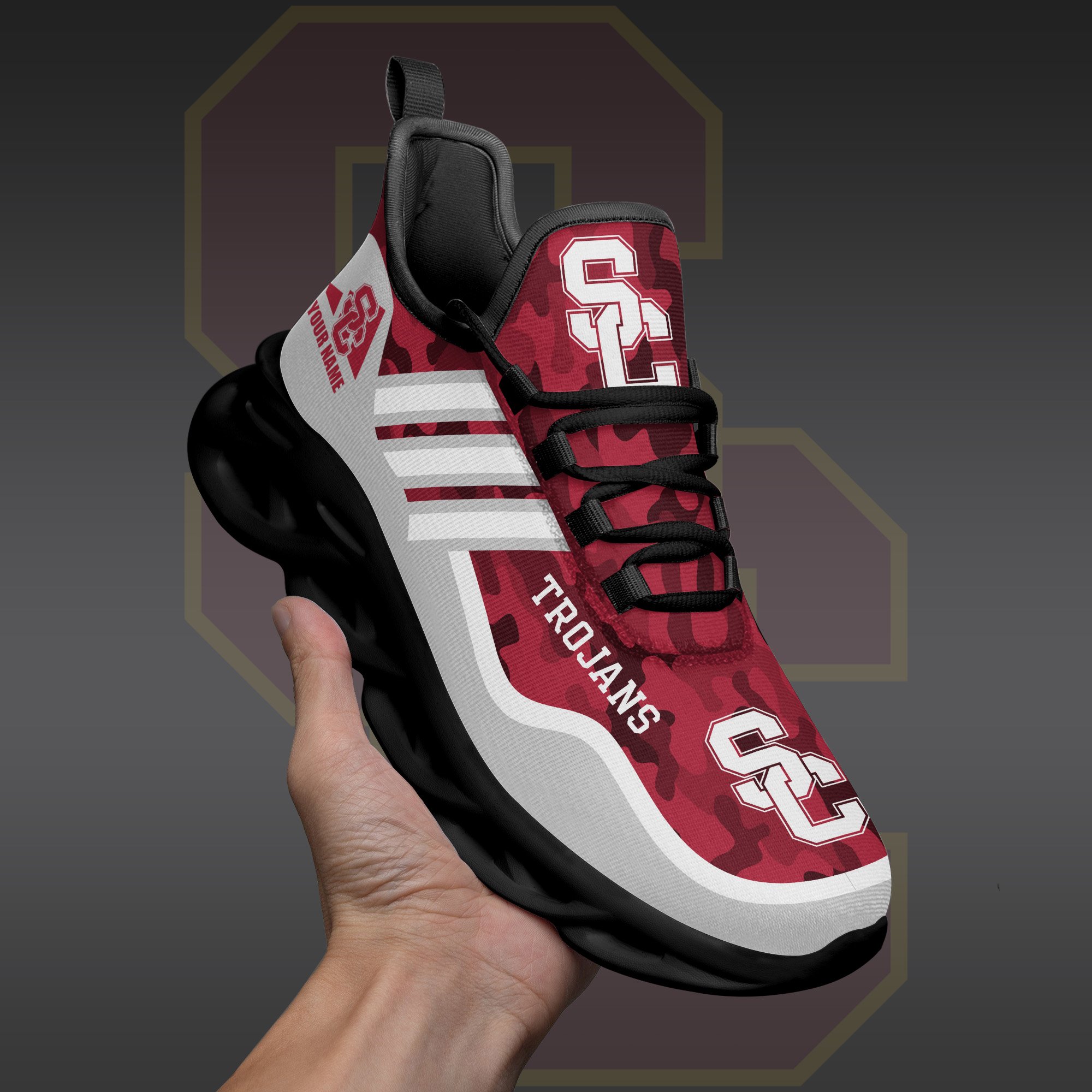 USC Trojans Black Max Soul Shoes 2025 Versions Custom Name 466