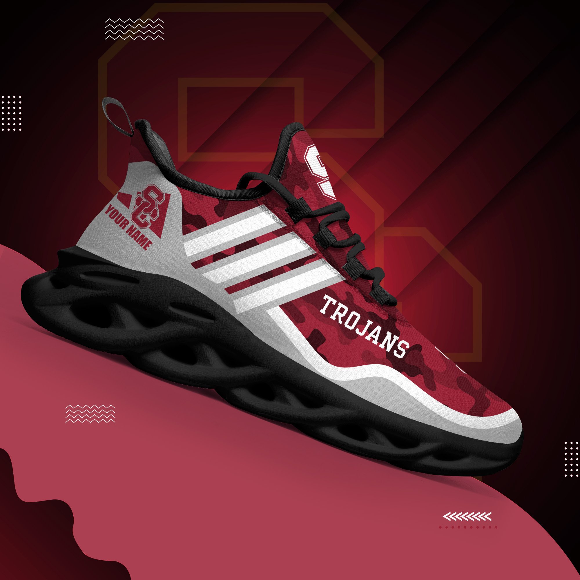 USC Trojans Black Max Soul Shoes 2025 Versions Custom Name 466