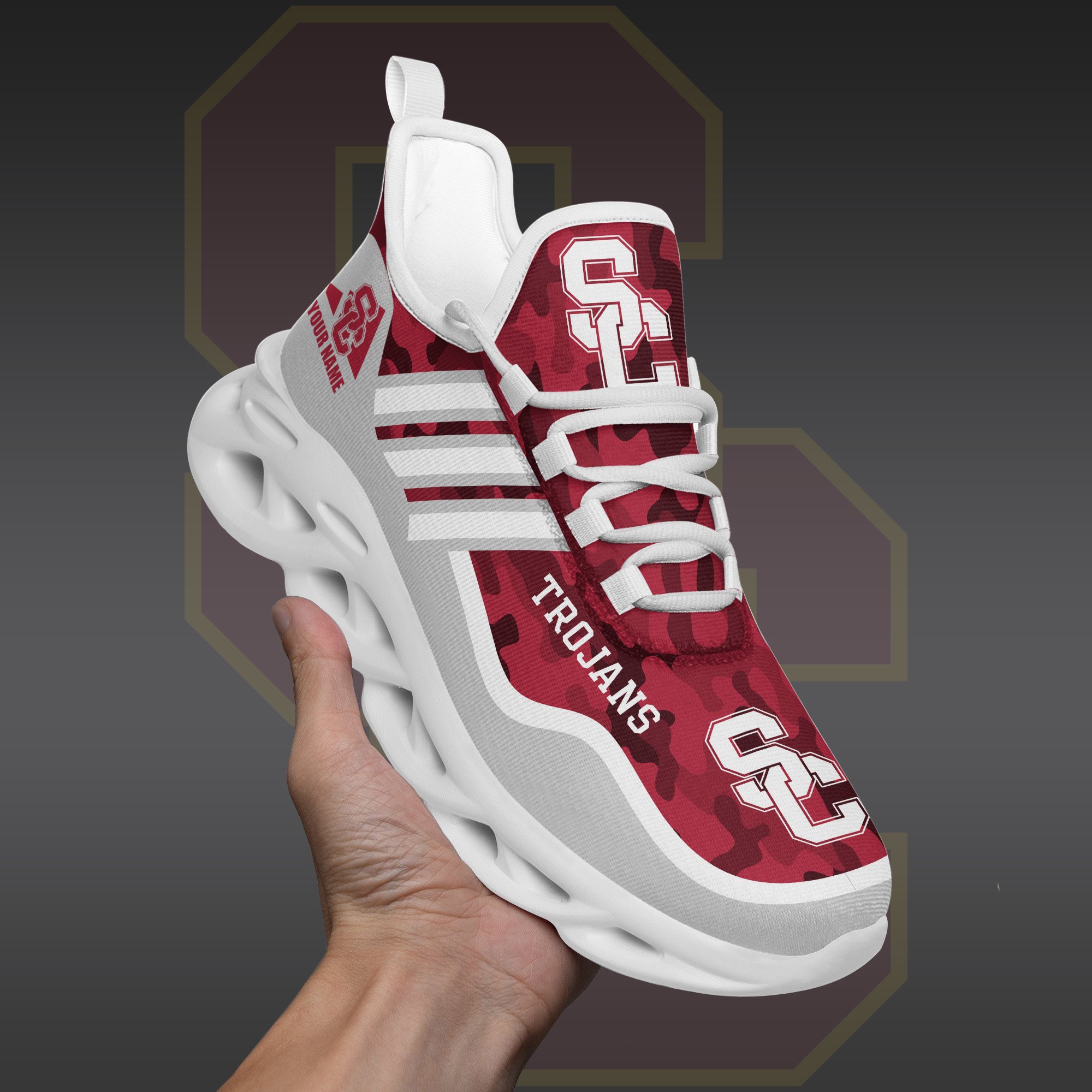 USC Trojans Black Max Soul Shoes 2025 Versions Custom Name 466