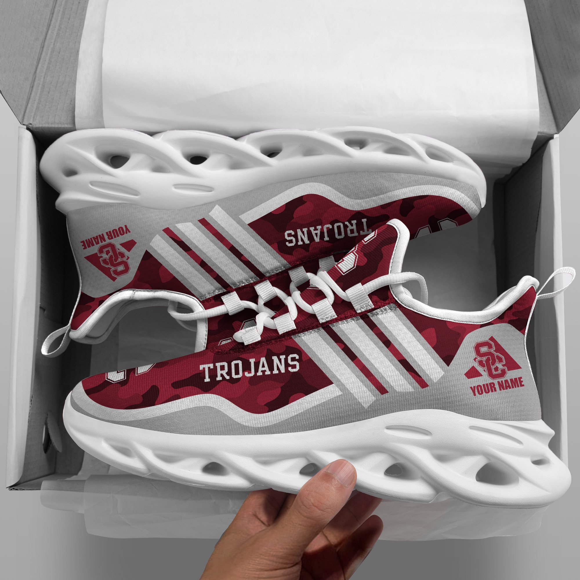 USC Trojans Black Max Soul Shoes 2025 Versions Custom Name 466