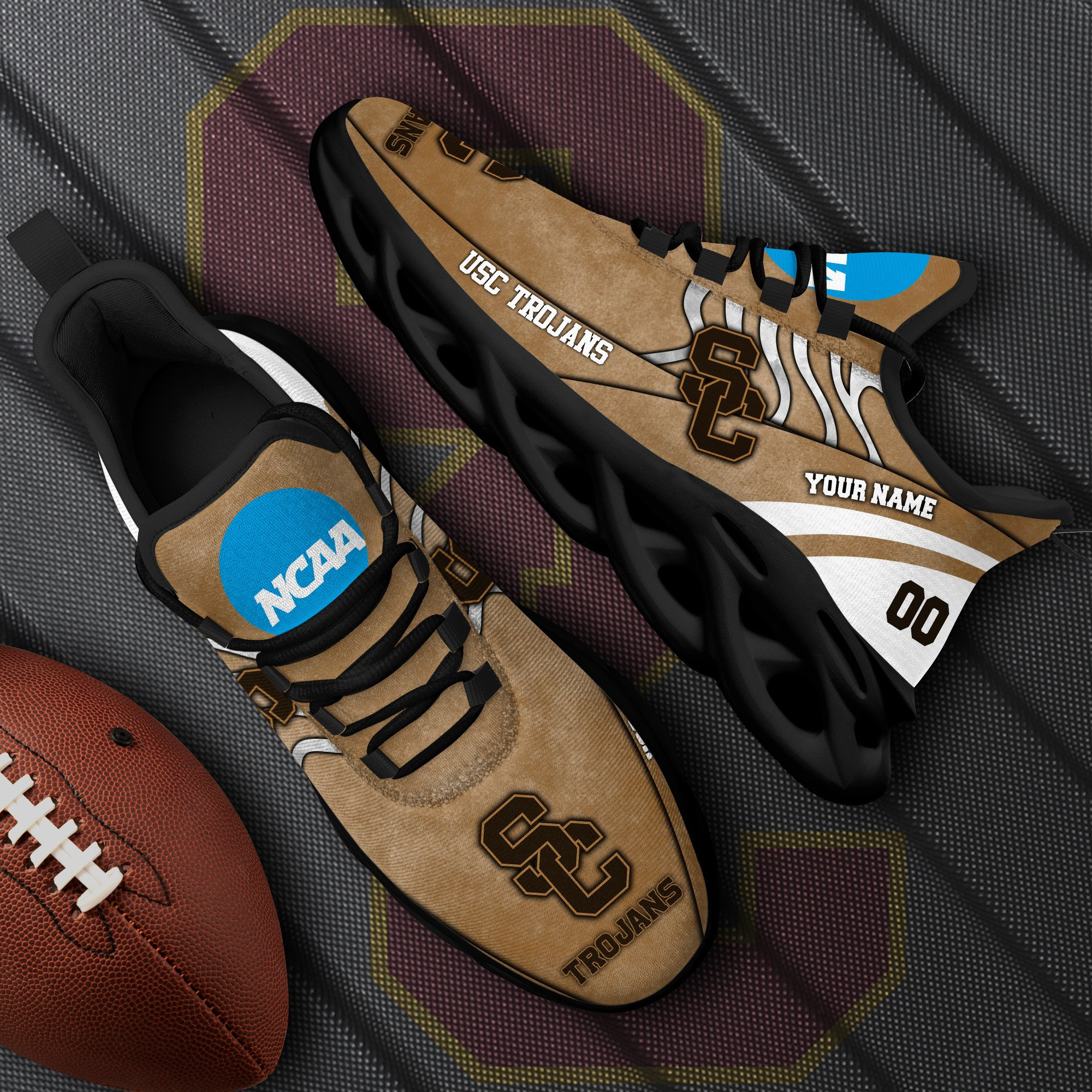 USC Trojans Black Max Soul Shoes 2025 Versions Custom Your Name And Number 312