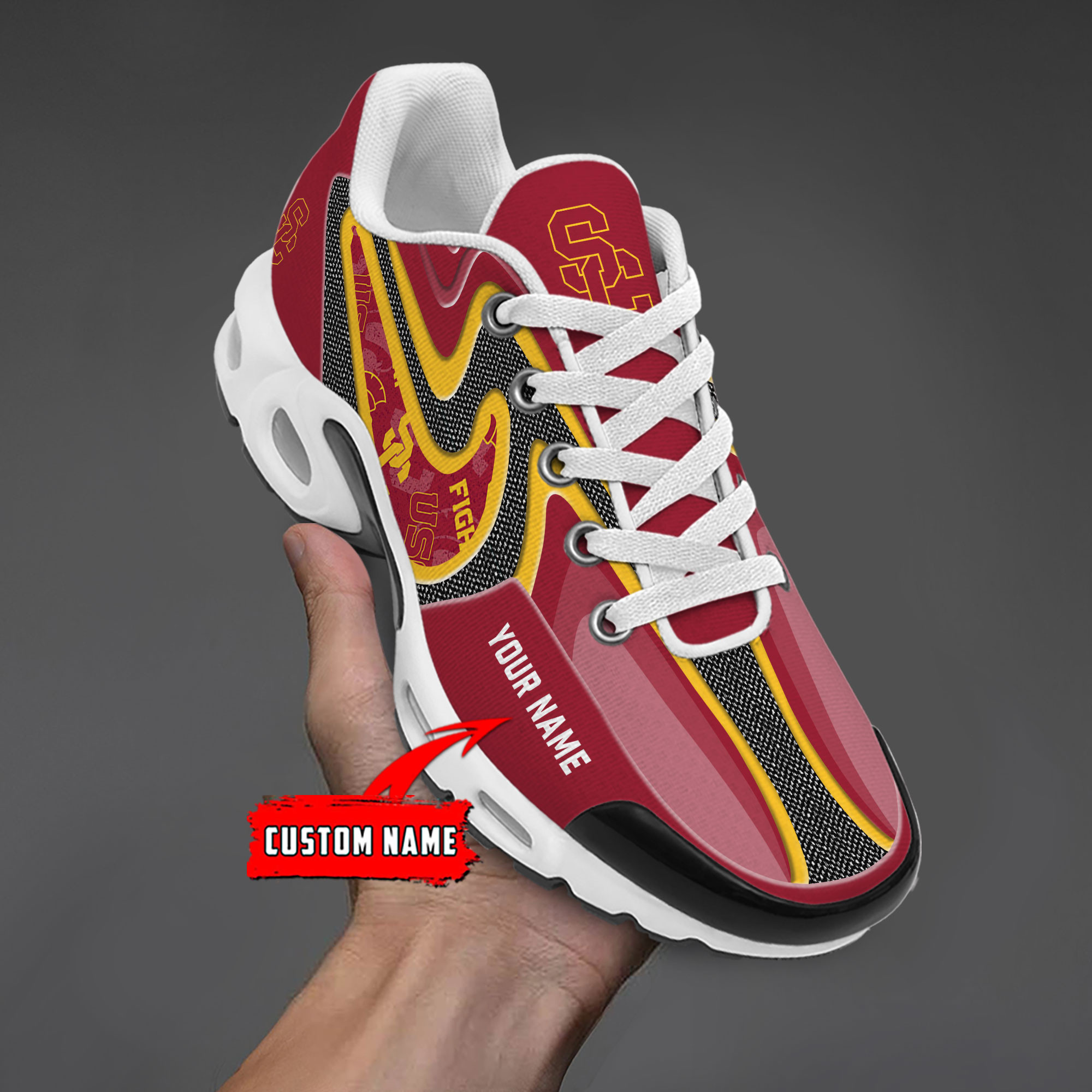 USC Trojans Personalized Name Team Checkmark Logo Mix Colors Stitch Line TN Shoes Air Cushion Sneakers