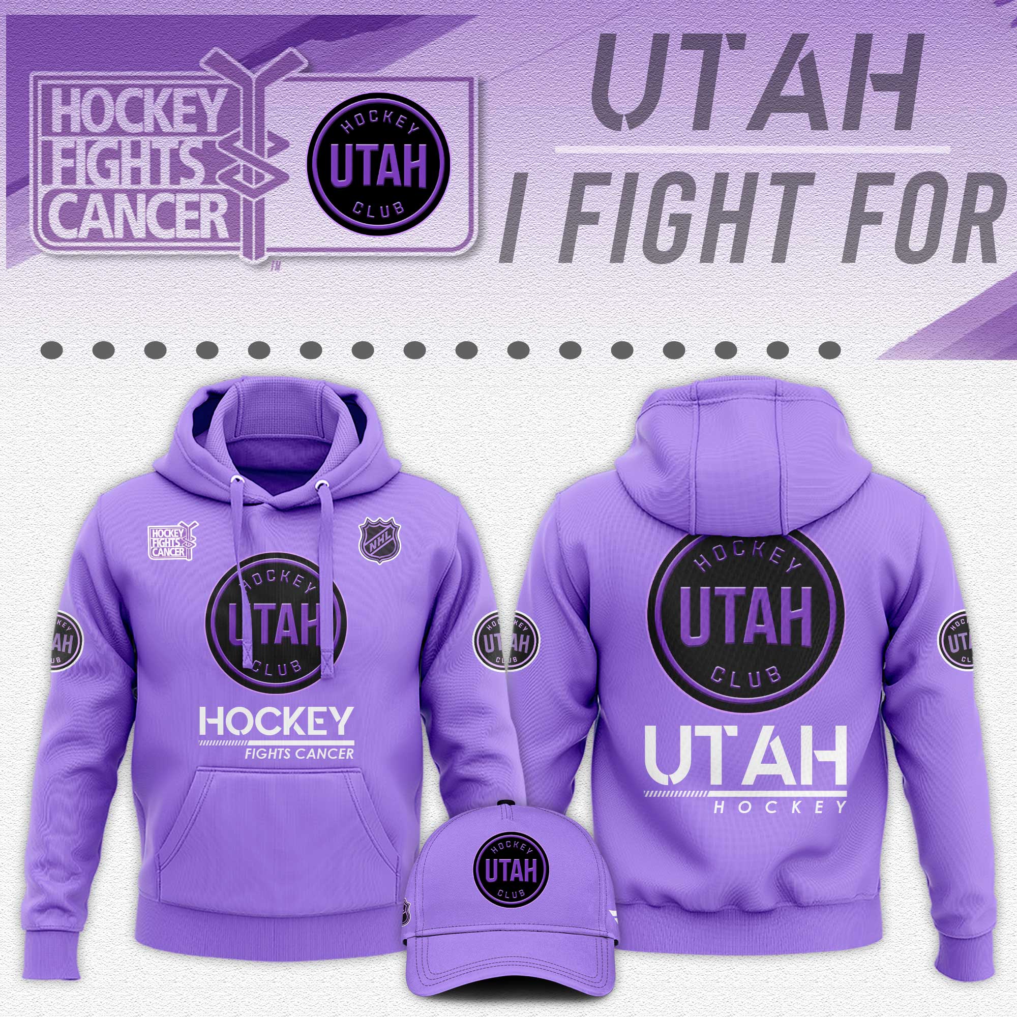 Utah Hockey Fights Cancer Unisex Hoodie 