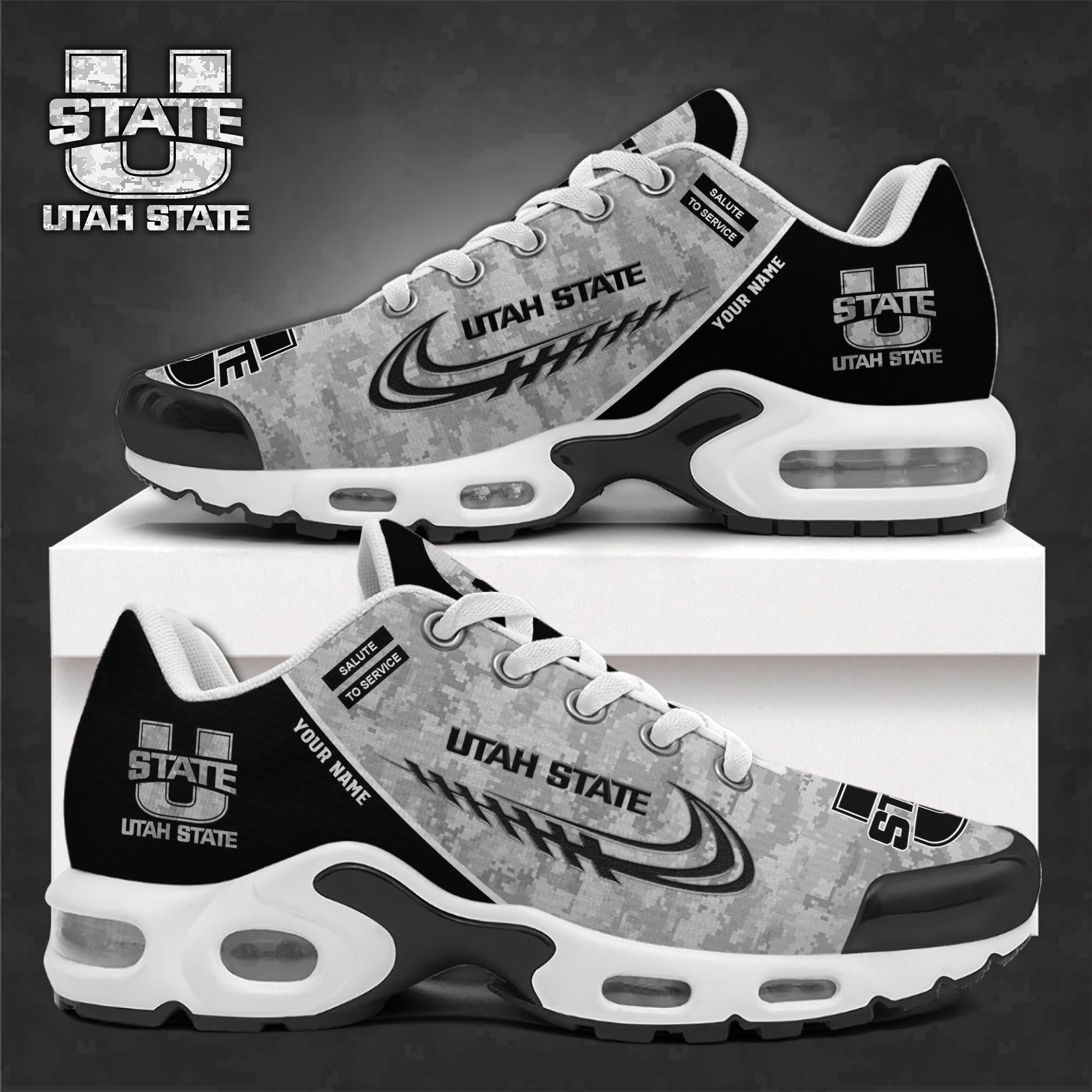 Utah State Aggies TN Shoes 2025 Version Custom Name, Camouflage Shoes   PH585