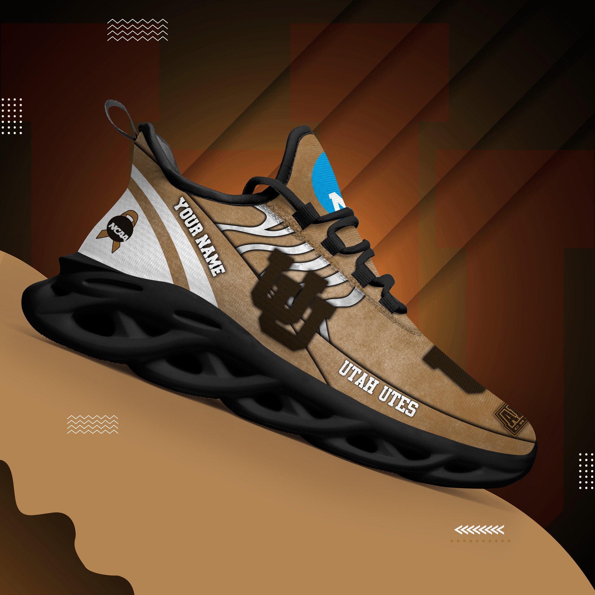 Utah Utes Black Max Soul Shoes 2025 Versions Custom Your Name And Number 312
