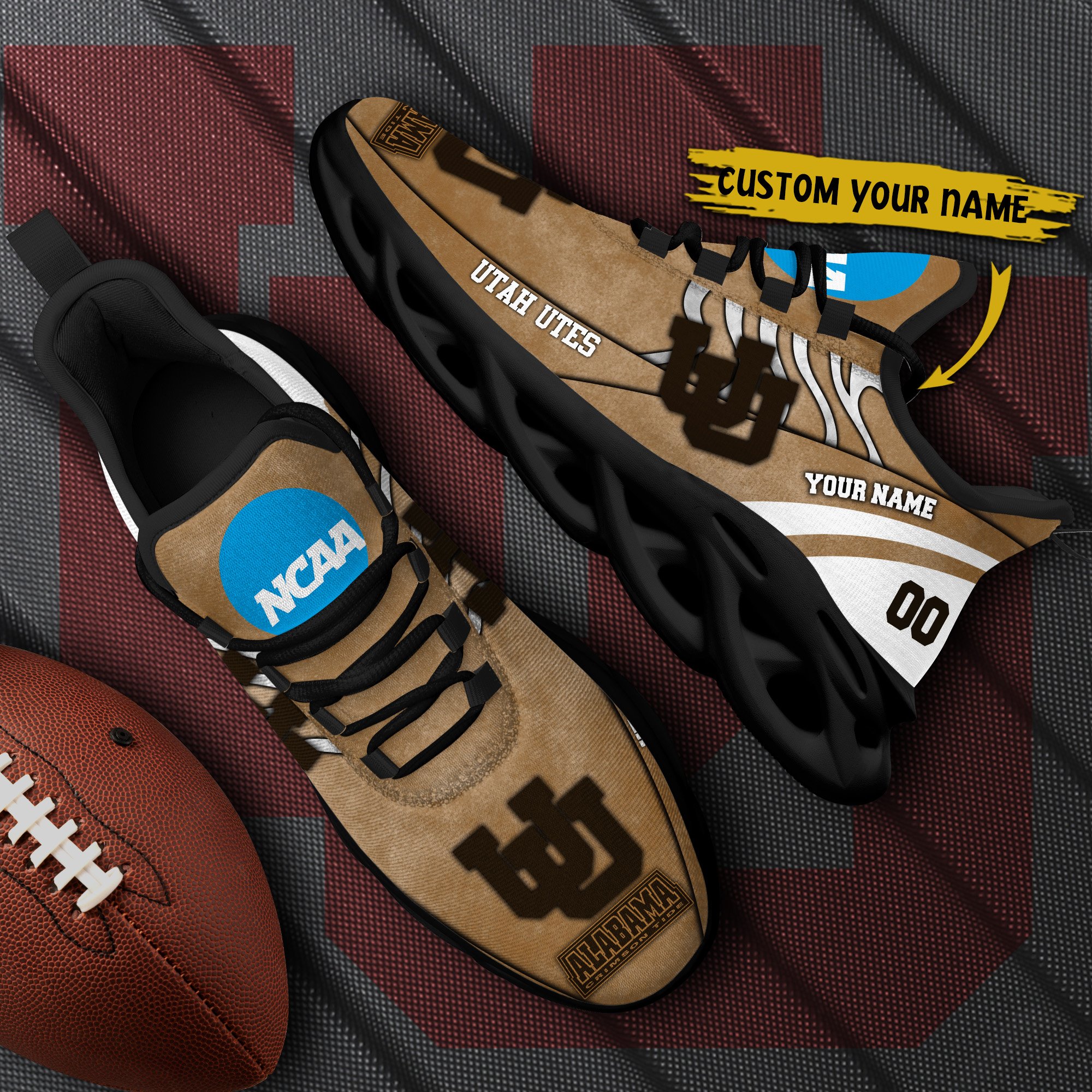 Utah Utes Black Max Soul Shoes 2025 Versions Custom Your Name And Number 312