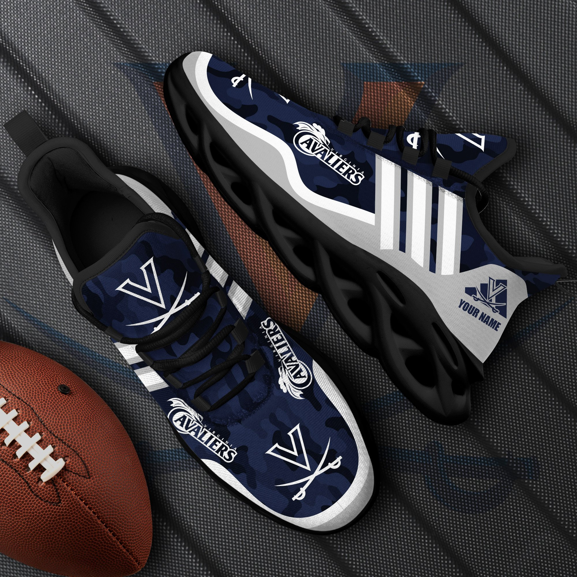 Virginia Cavaliers Black Max Soul Shoes 2025 Versions Custom Name 466