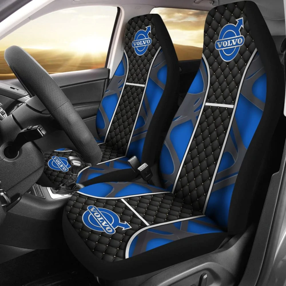 VOLVO BLACK AND BLUE THEMED PRINTED CAR SEAT COVERS 