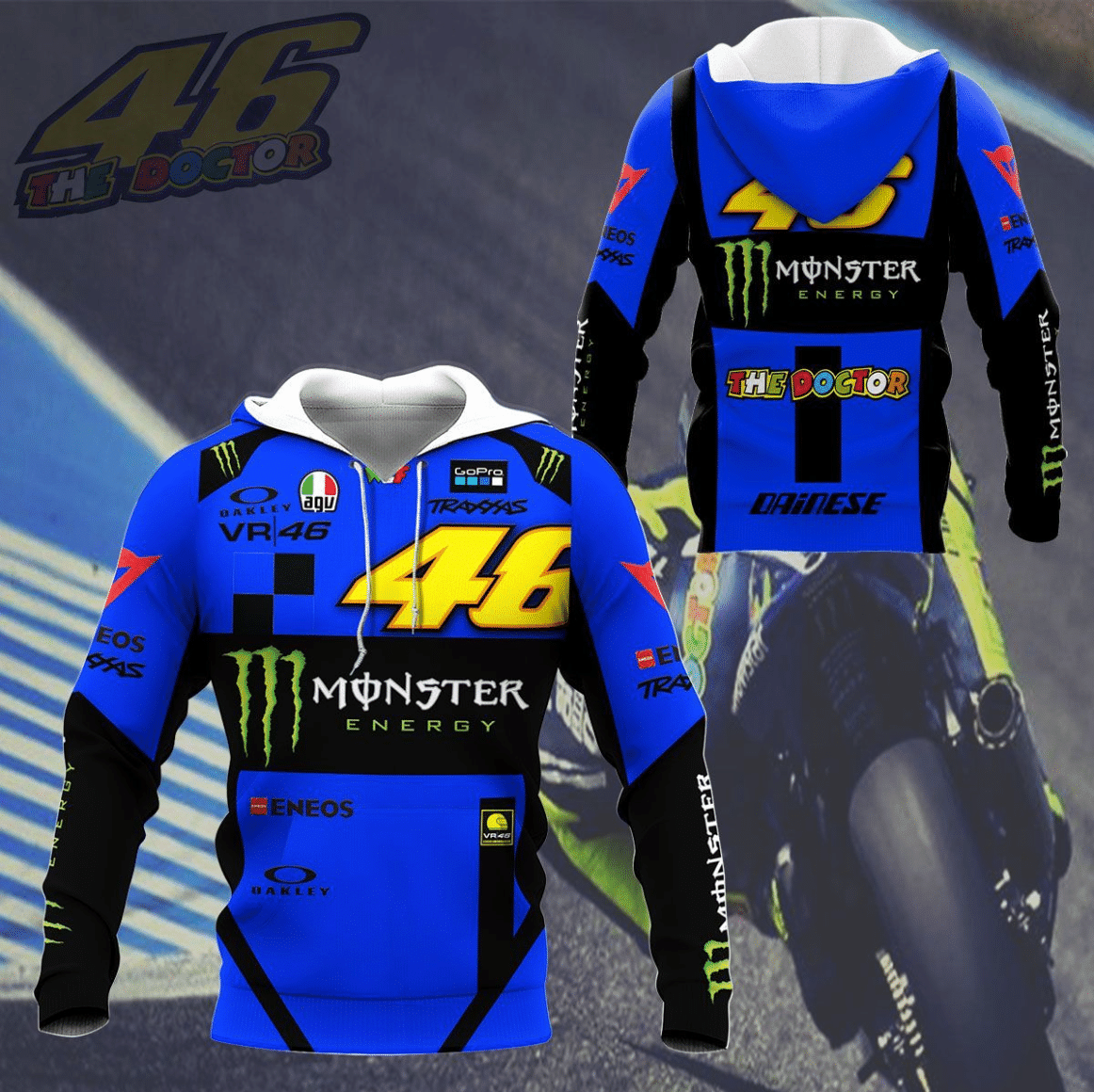 VR46 v6 Blue Hoodies 