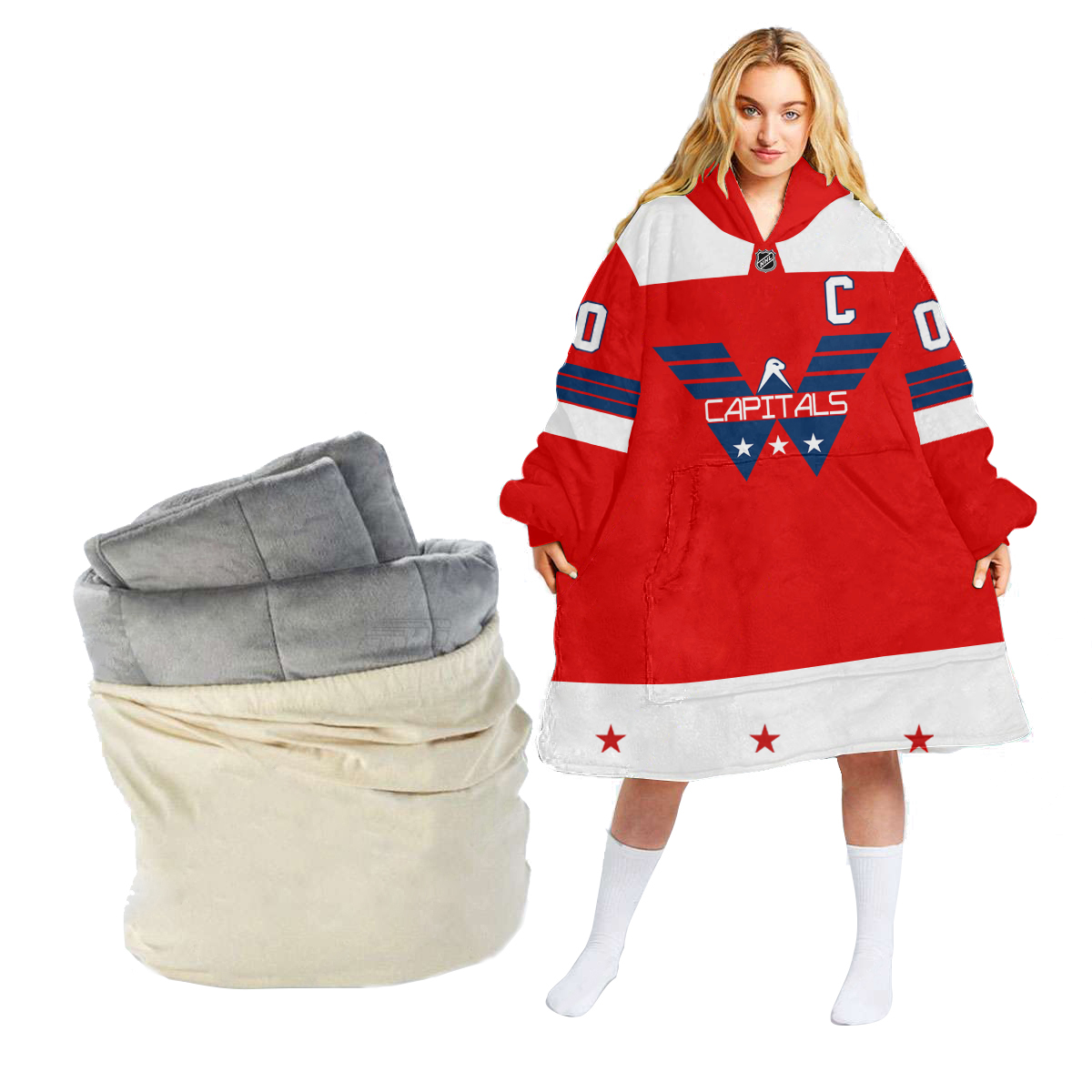 Washington Capitals Personalized Blanket Hoodie Hoodie Snuggie Hoodies 