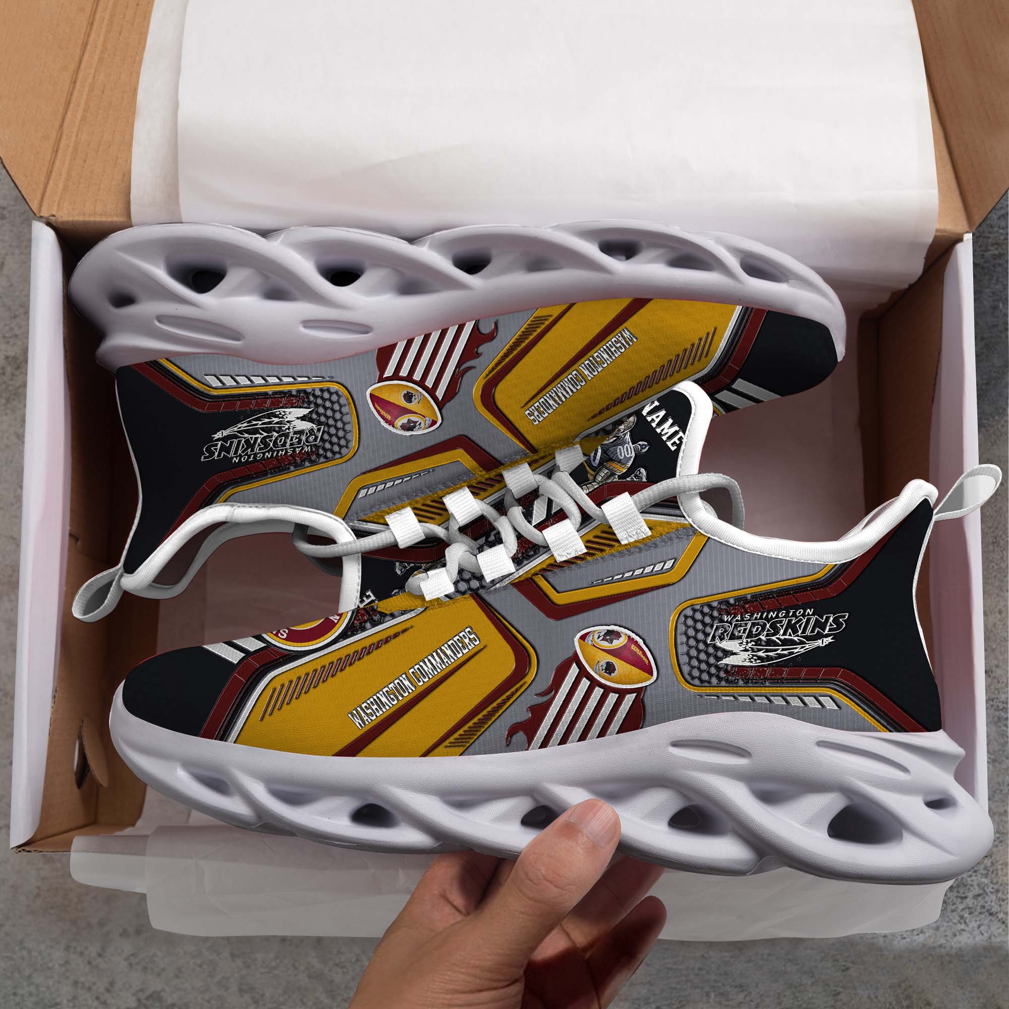 Washington Commanders White C Sneakers 2025 Version Personalized Your Name, Sport Sneakers , Sport Gifts PH605