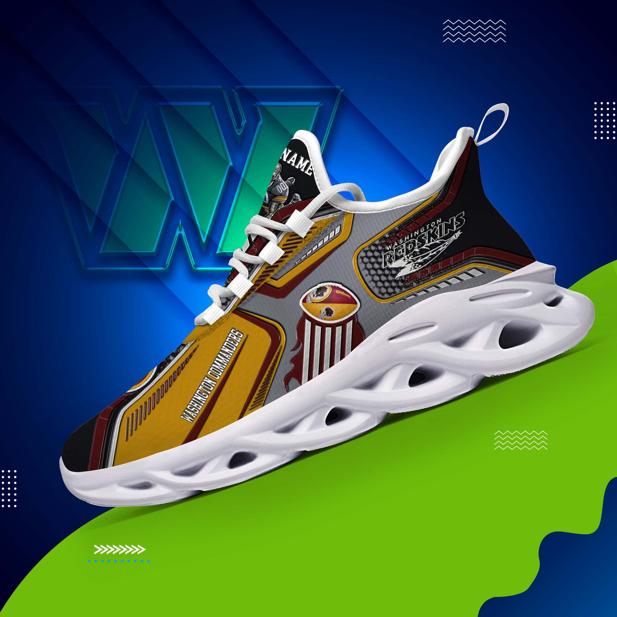 Washington Commanders White C Sneakers 2025 Version Personalized Your Name, Sport Sneakers , Sport Gifts PH605