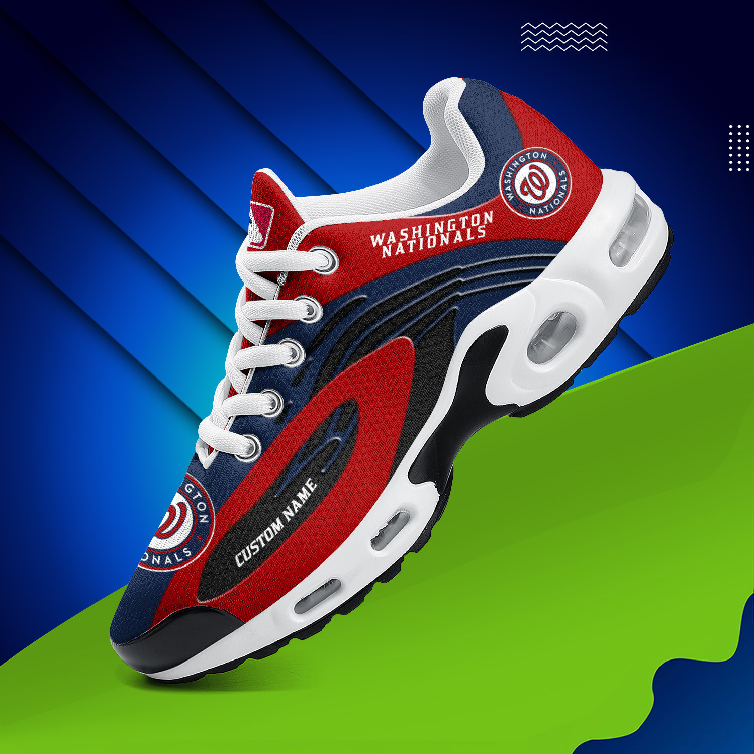 Washington Nationals Personalized Name Team Logo Mix Colors Star Line TN Shoes Air Cushion Sneakers