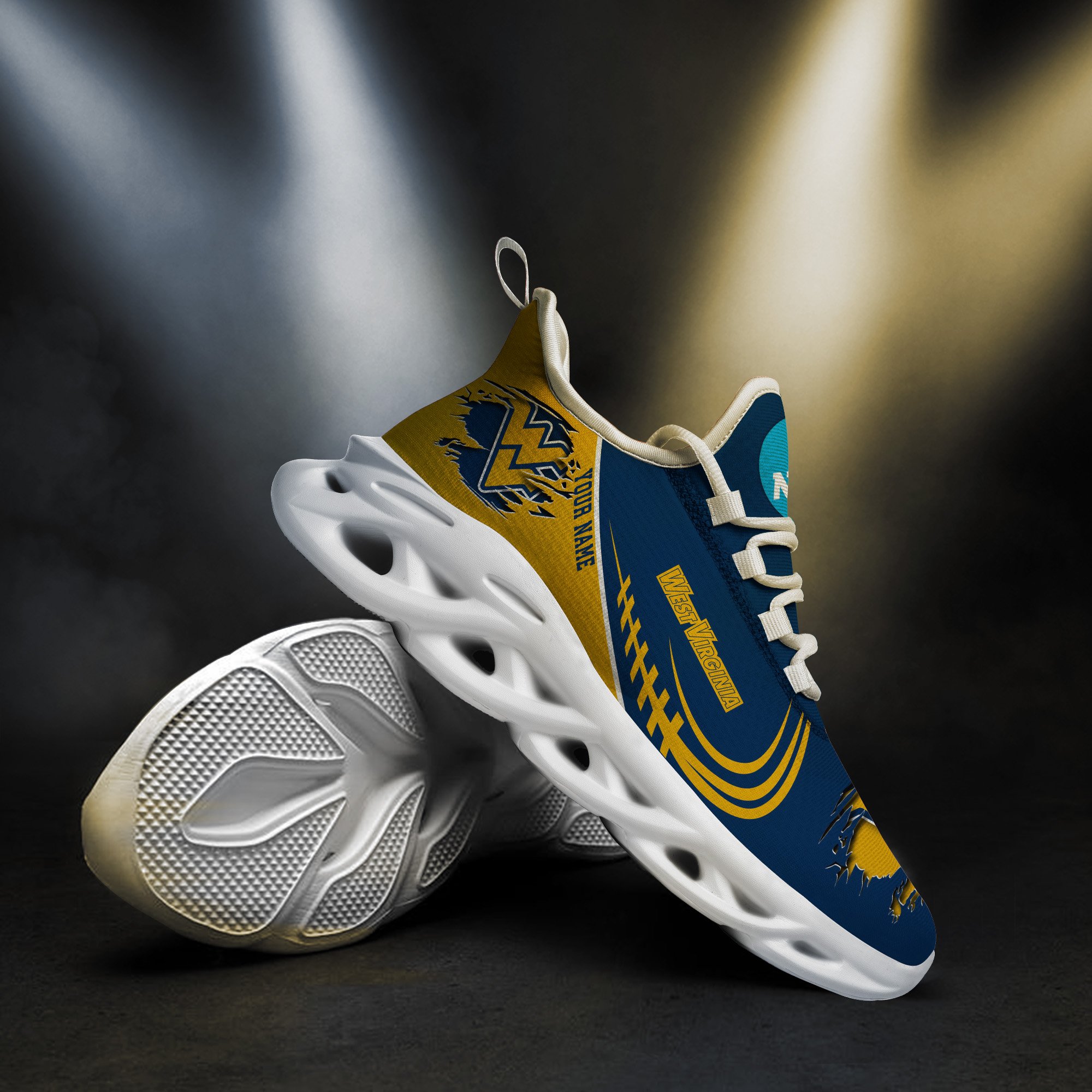 West Virginia Mountaineers Black Max Soul Shoes 2025 Versions Custom Name 016