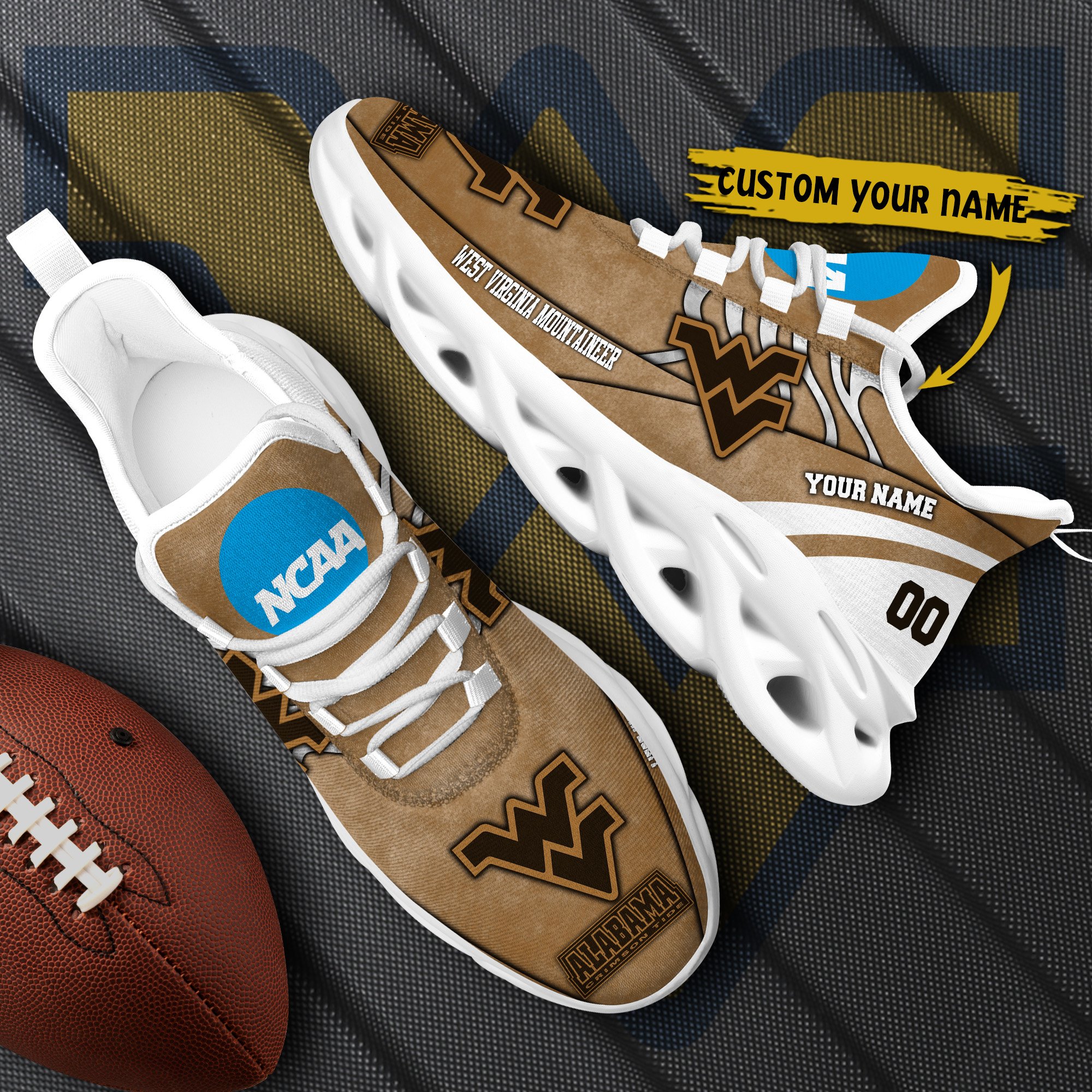 West Virginia Mountaineers Black Max Soul Shoes 2025 Versions Custom Your Name And Number 312