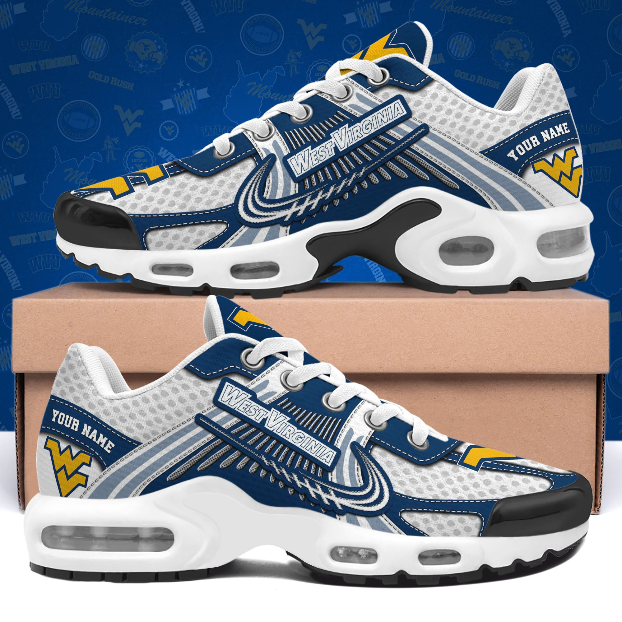 West Virginia Mountaineers TN Shoes Custom Your Name, Sport Shoes