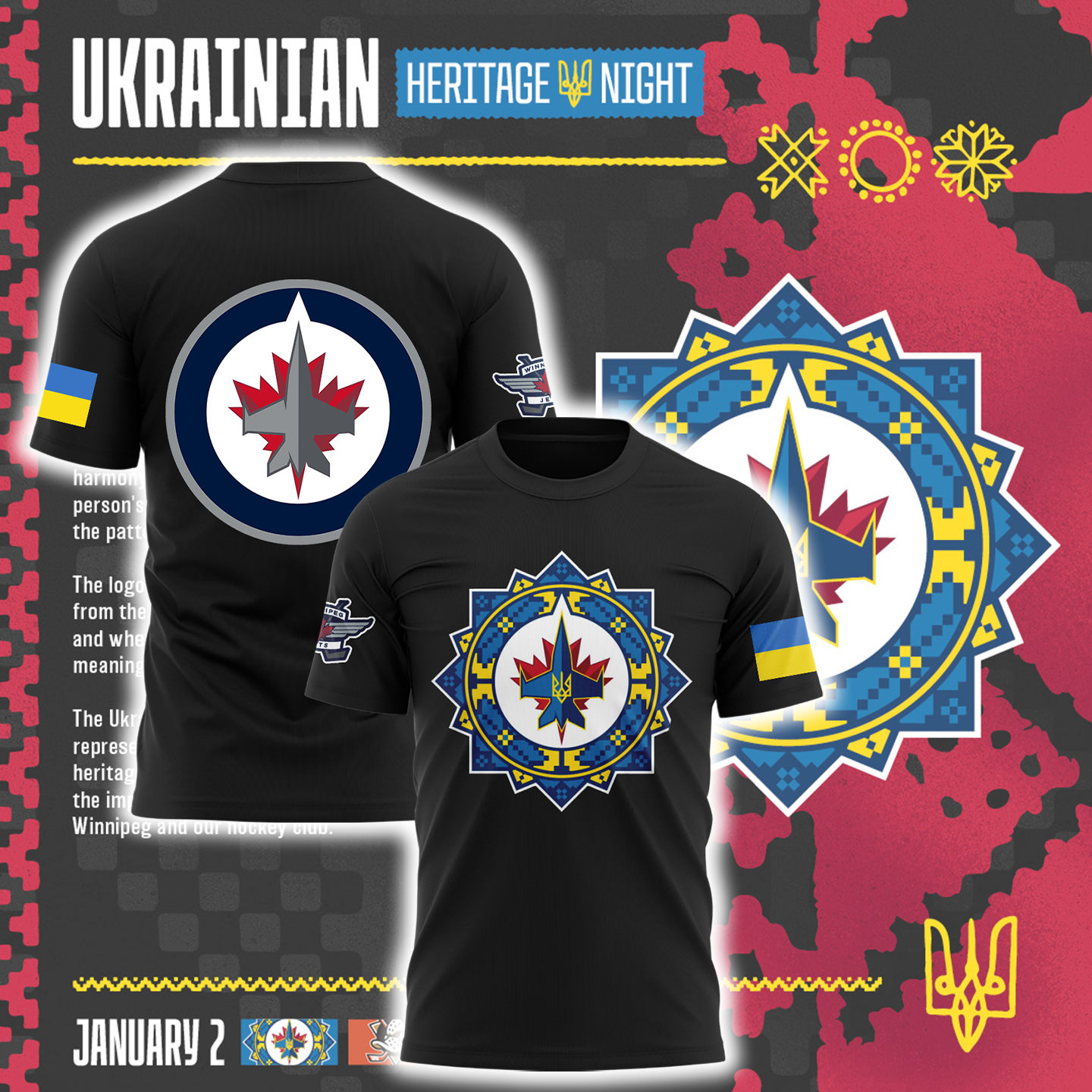 Winnipeg Jets Ukrainian Heritage Nigh Tshirt 