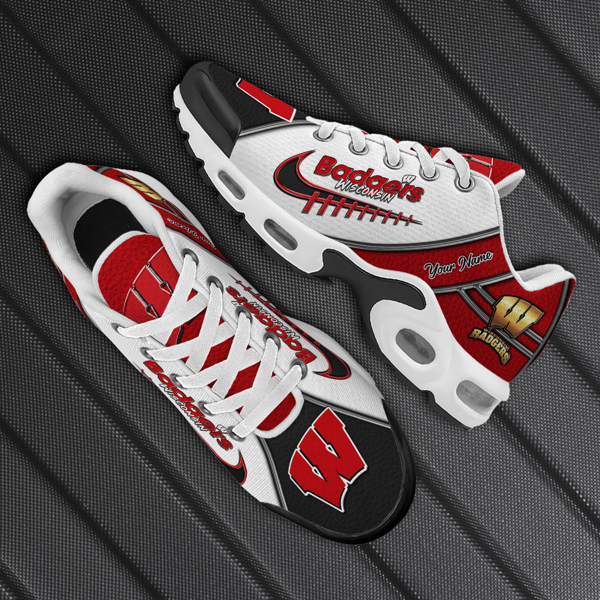 Wisconsin Badgers TN Shoes 2025 Version Custom Your Name, Football Team Shoes 516